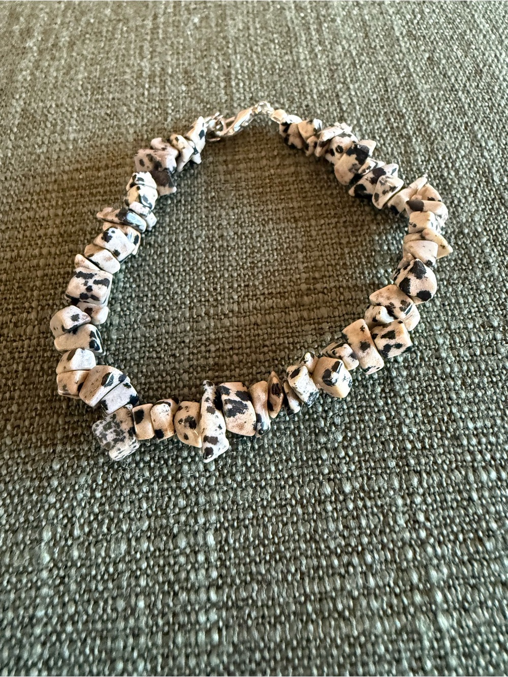 Dalmatian Jasper chip natural stone bracelet NWOT See Measurements